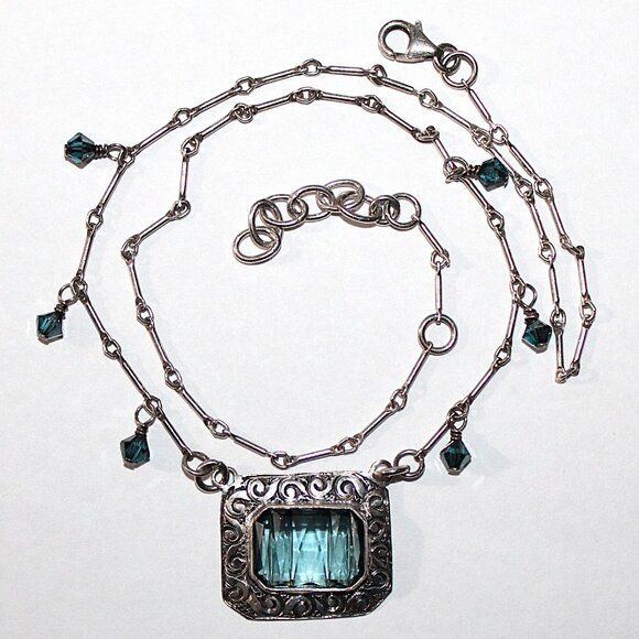 Jewelry - Sterling Silver Glass & Crystal Bead Necklace